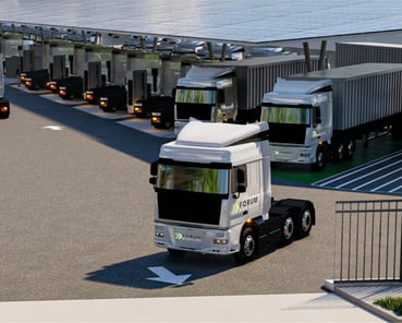 Truck leaving station. 