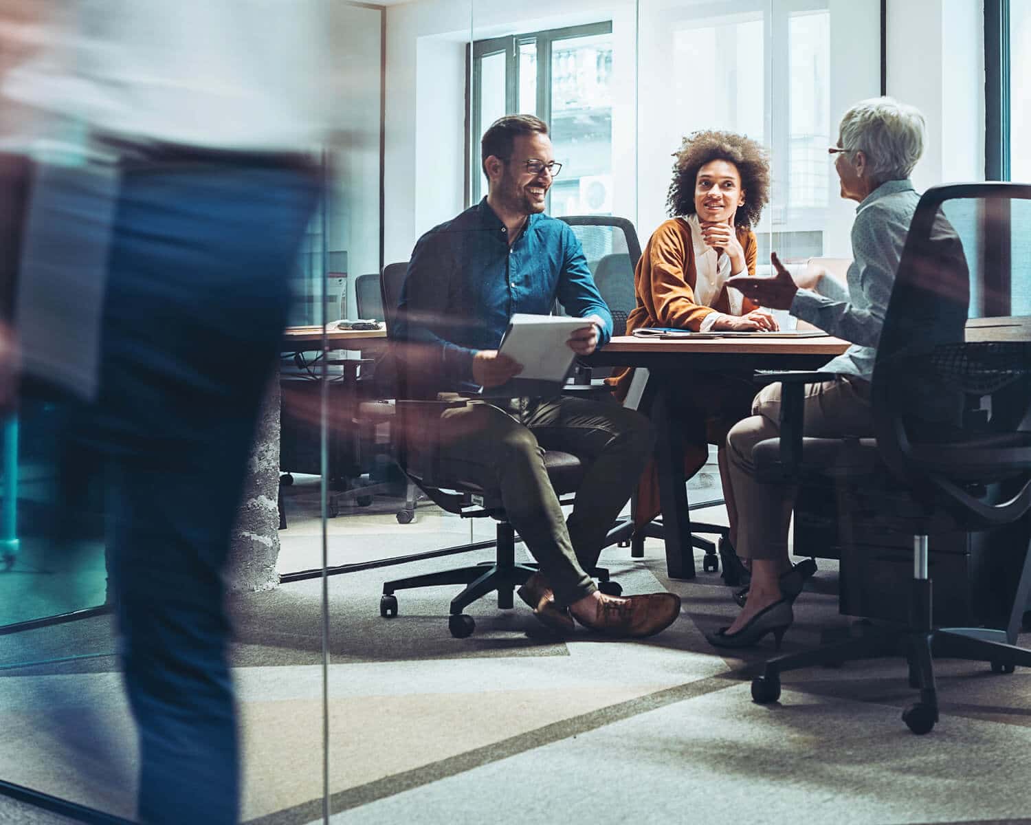 Coworkers in conference room